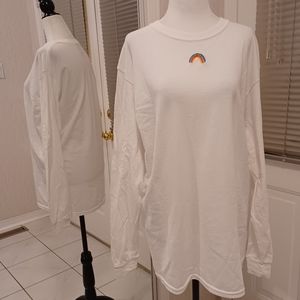 2/$70 New Long Sleeve Tee With Embroidered Rainbow - Size M (Men) or L (Women)